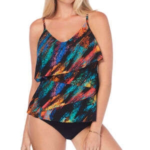 Magicsuit Viper Chloe Black Multicolor Swim Tankini Top 10 NWOT
